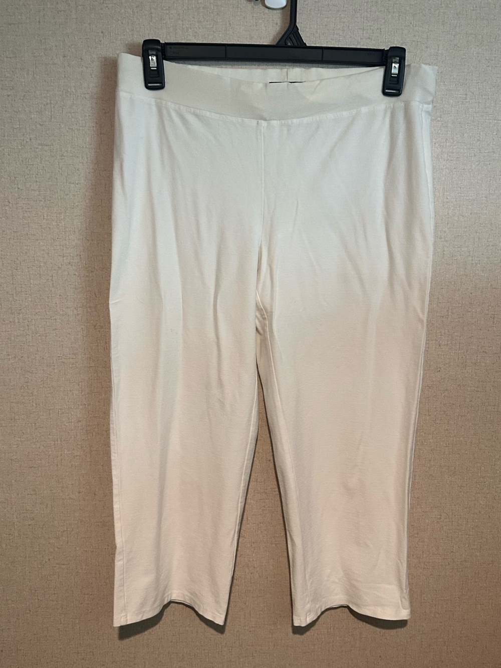 Eileen Fisher Medium Cream Crepe Style Crop Pull-On Pants
